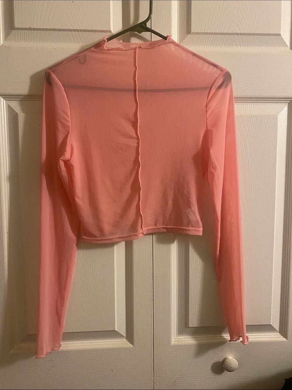Women’s Sheer Long Sleeve Crop Top - Pink